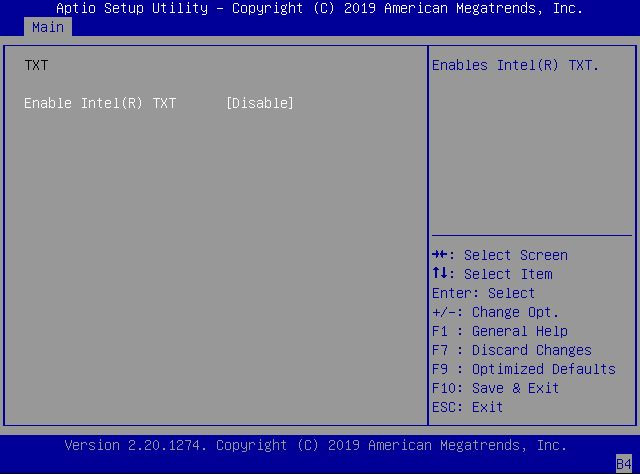 image:This figure shows the TXT screen on the Security settings                                 Menu.