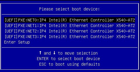 image:A screen capture showing the Please Select Boot Device                                 screen.