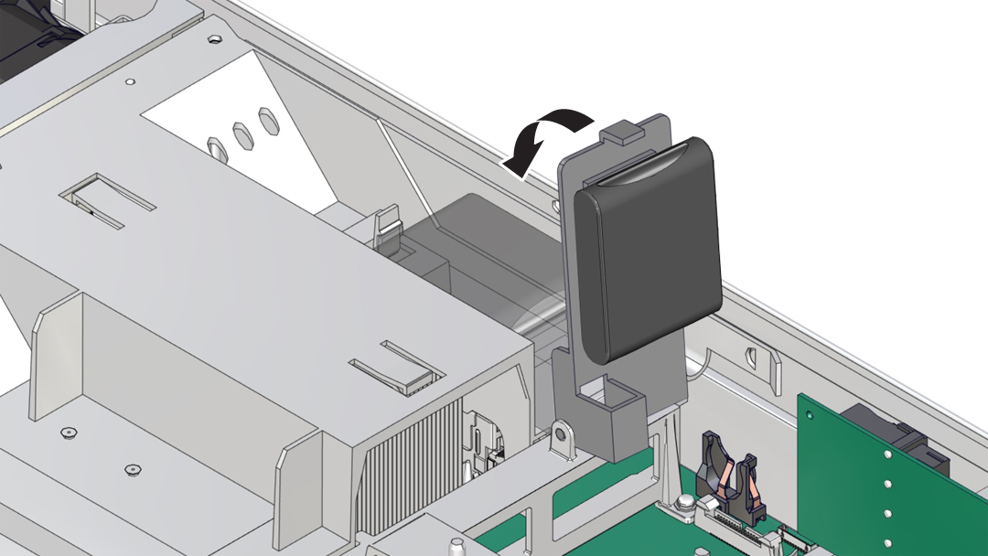 image:Figure showing the HBA super capacitor tray being rotated in to its                             closed position.