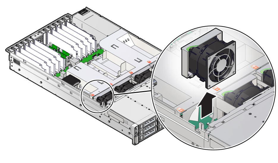 image:Figure showing how to remove a fan module.