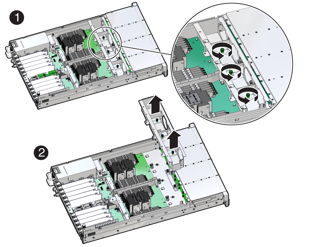 image:Figure showing the fan tray being removed from the                             server.
