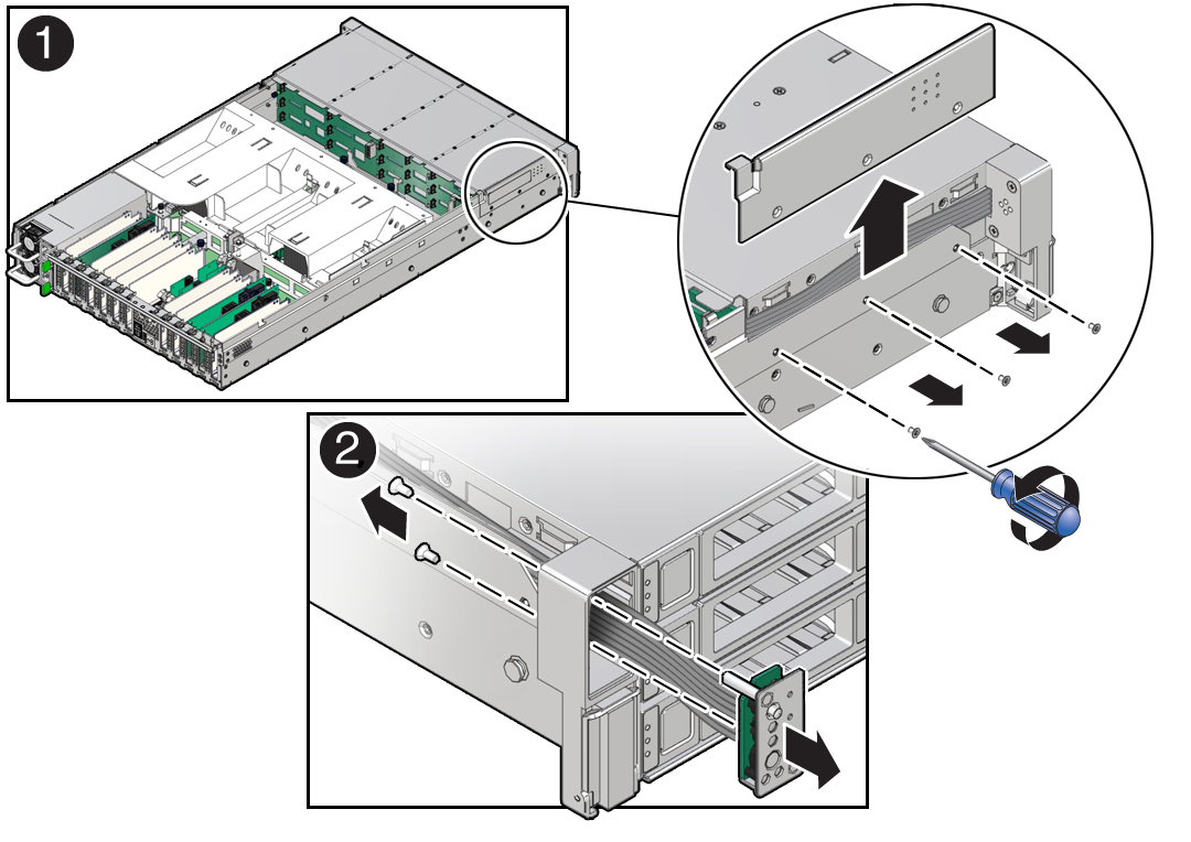 image:Figure showing the removal of the front LED indicator                             module.