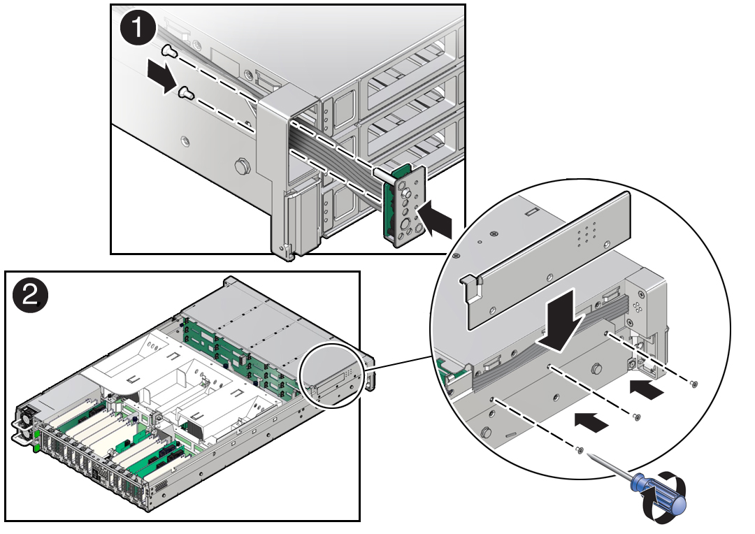 image:Figure showing the installation of the front LED indicator                                     module.