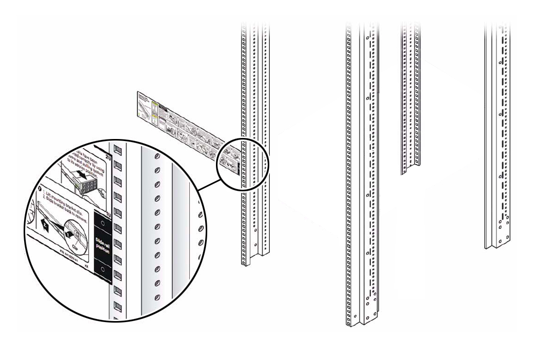 image:Figure showing the Rackmounting Template being used for                                 rackmount location.