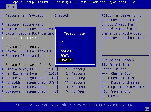 image:This figure shows the Select File dialog within the
                                        Enroll Efi Image settings Menu.