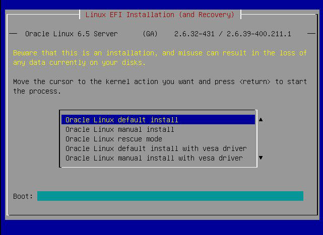 image:A screen capture showing the boot device operating system
                                installation dialog box.