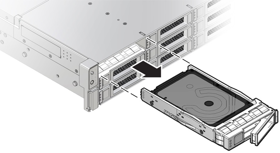 image:Figure showing a storage drive being removed from the
                                server.