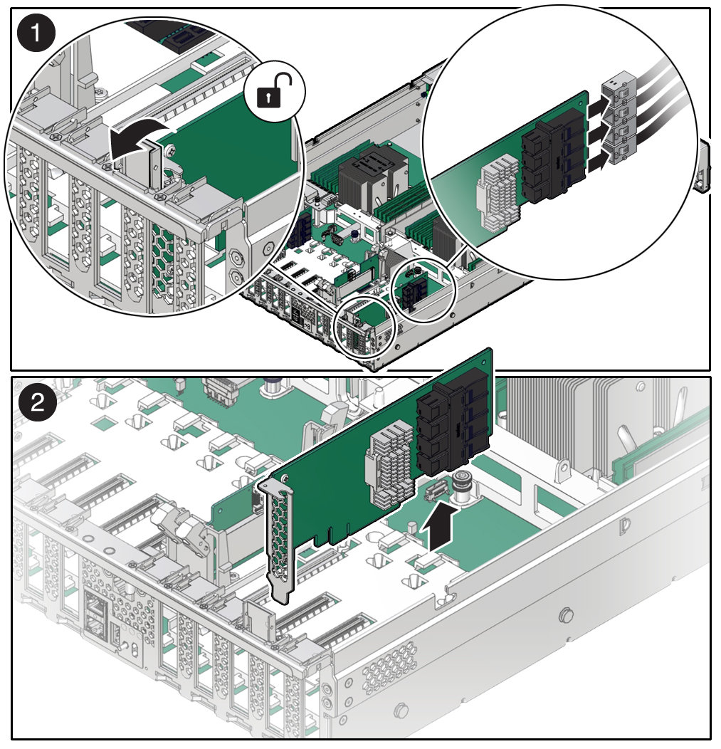 image:Figure showing a PCIe card being removed from the server.
