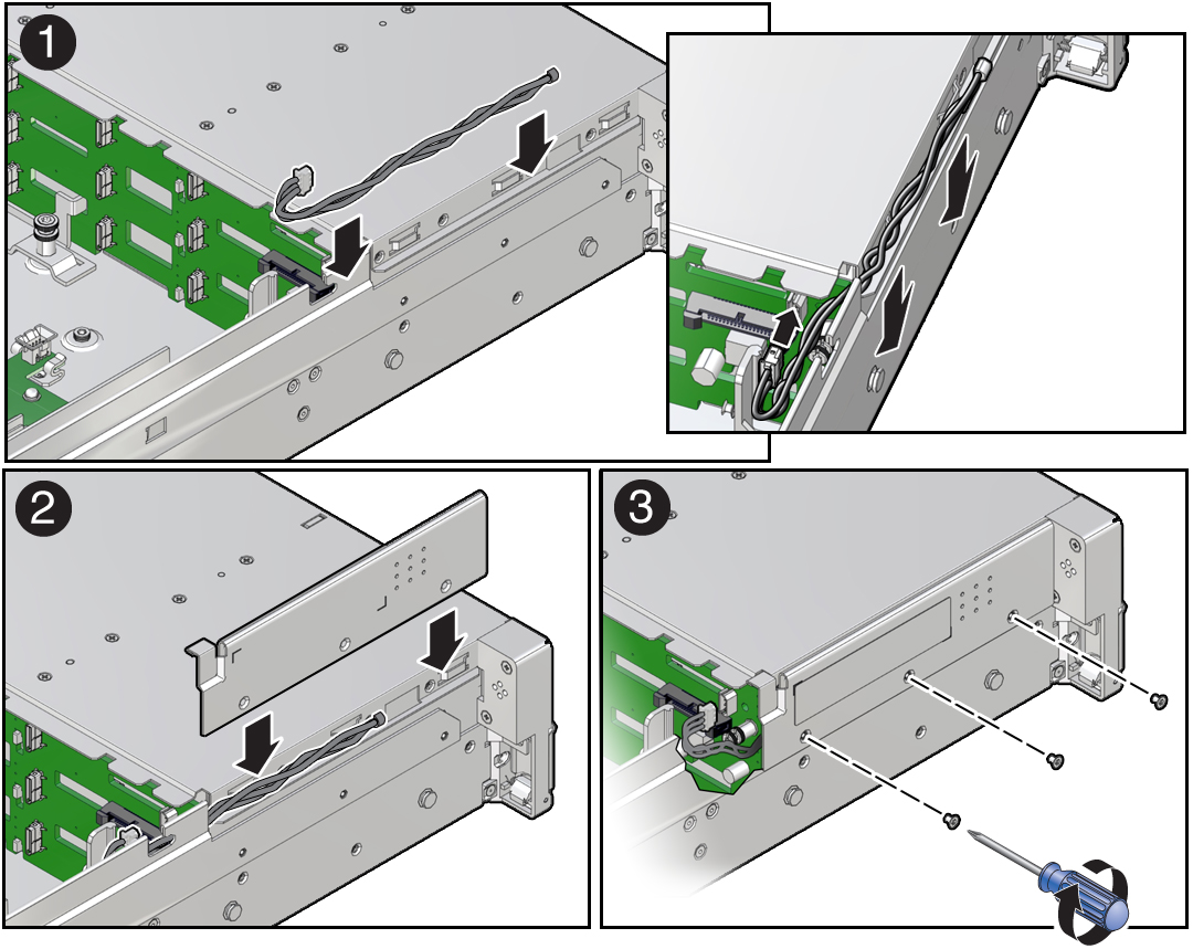 image:Figure showing the temperature sensor being installed into the
                            chassis.