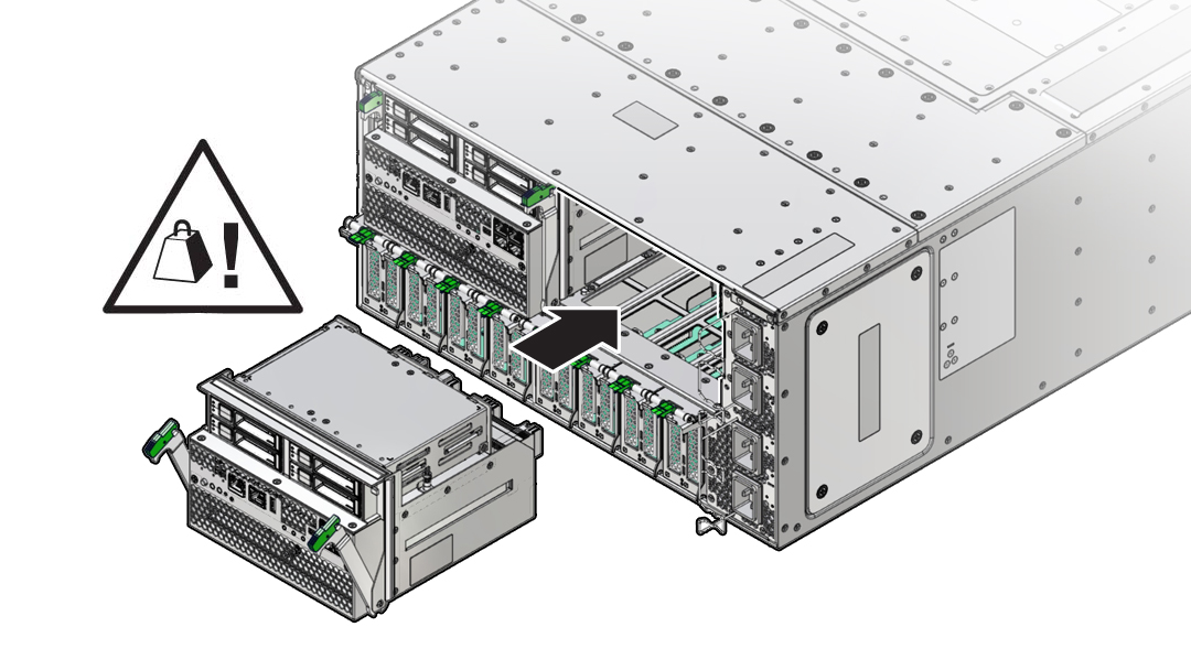 Image showing the SMOD aligned with its slot in the back of the server.