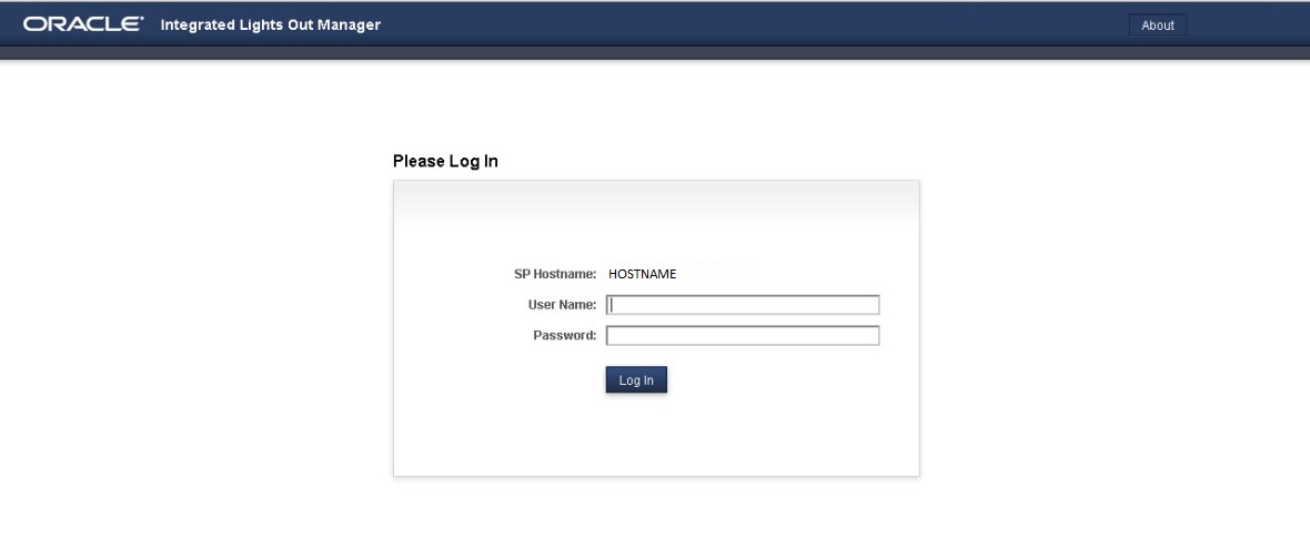 Graphic showing Oracle ILOM login screen