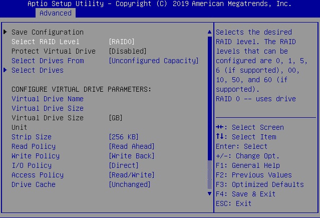 Screen showing the Virtual Drive Management menu options.