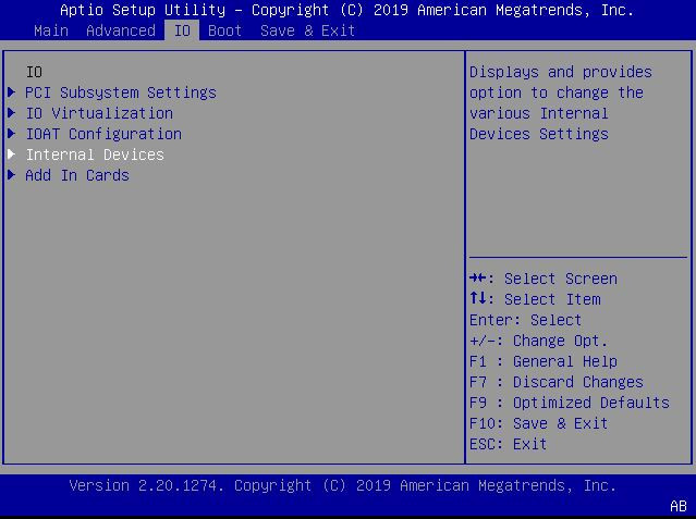 This figure shows the IO Menu screen.