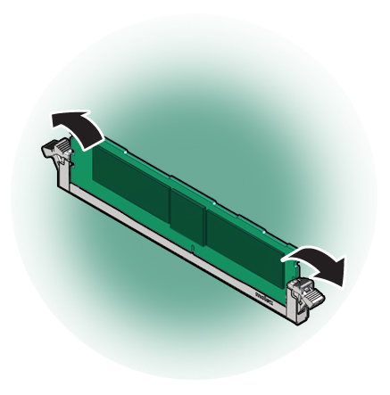 Image that shows DIMM slot ejector levers.