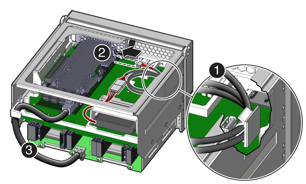 Image showing HBA card being installed and cables being connected.