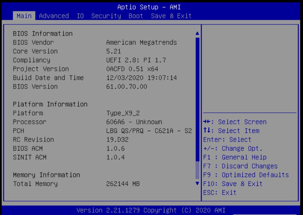 This figure shows the BIOS Setup Utility Main Menu.