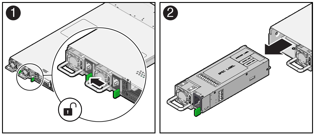 Figure showing how to remove a power supply.