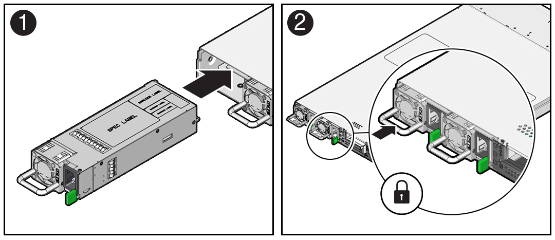 Figure showing how to remove a power supply.