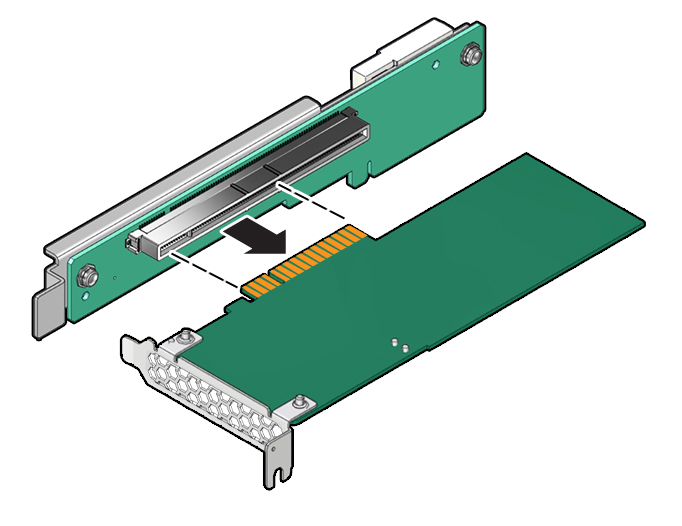 Figure showing how to remove a PCIe card from a PCIe riser.