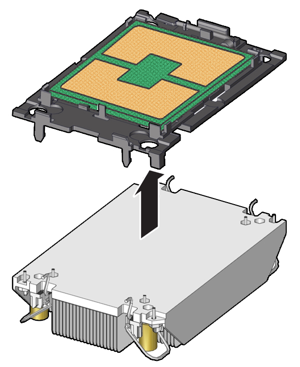Figure showing the processor carrier being removed from the heatsink.