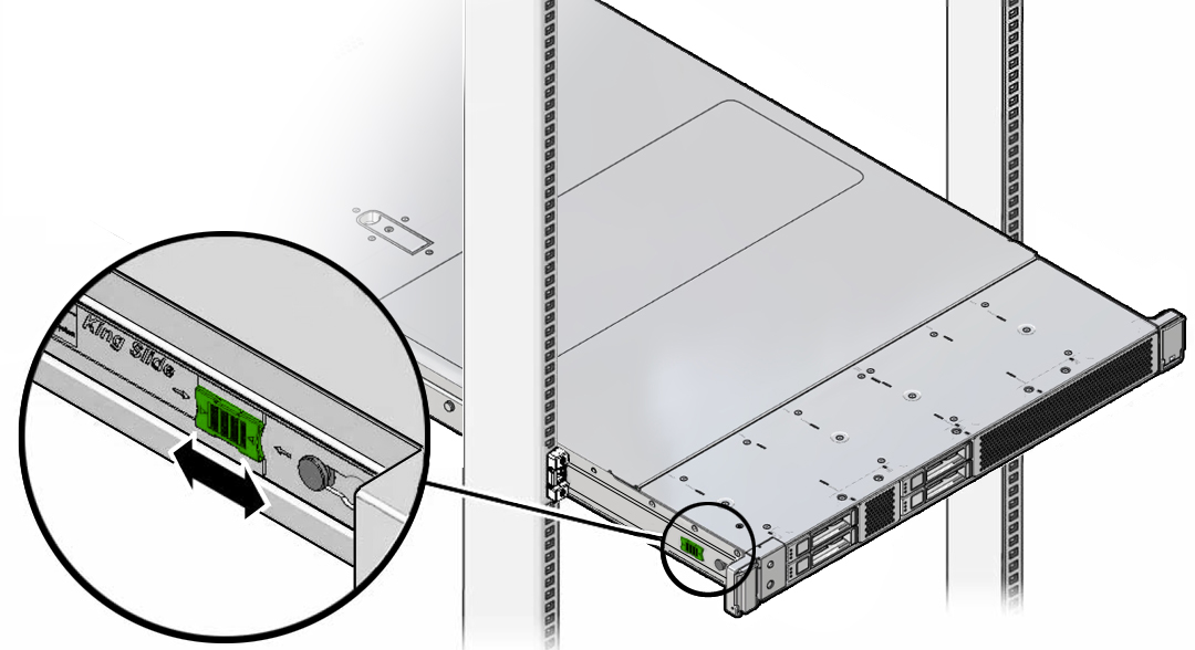 Figure showing the location of the release tabs on the slide-rails.