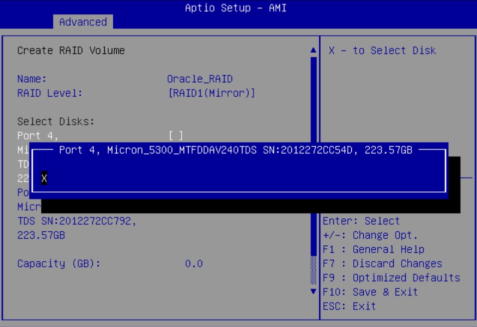 Image showing the selected disk being configured for RAID.