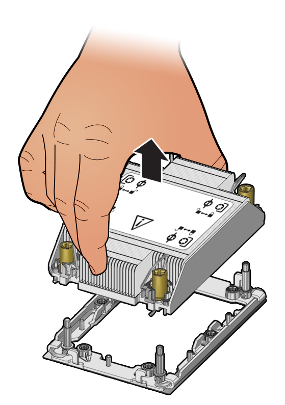 Figure showing processor-heatsink module being removed from the socket.