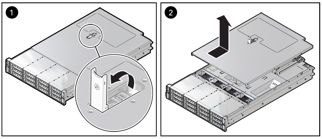Figure showing the server top cover being removed.