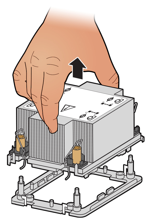 Figure showing processor-heatsink module being removed from the socket.