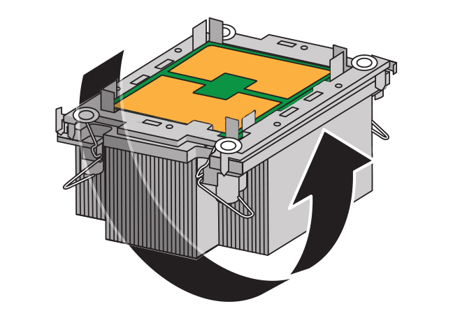 Figure showing the processor-heatsink module being flipped over.