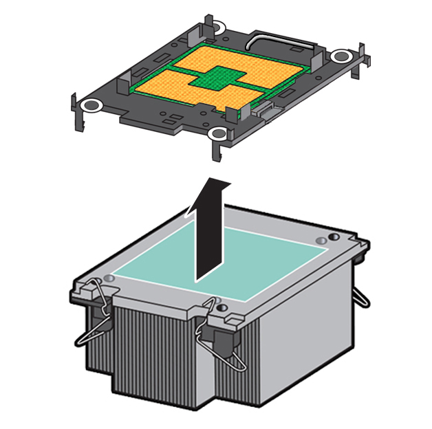 Figure showing the processor carrier being removed from the heatsink.