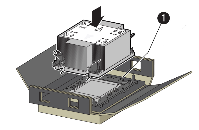 Figure showing the heatsink being attached to processor/processor carrier.