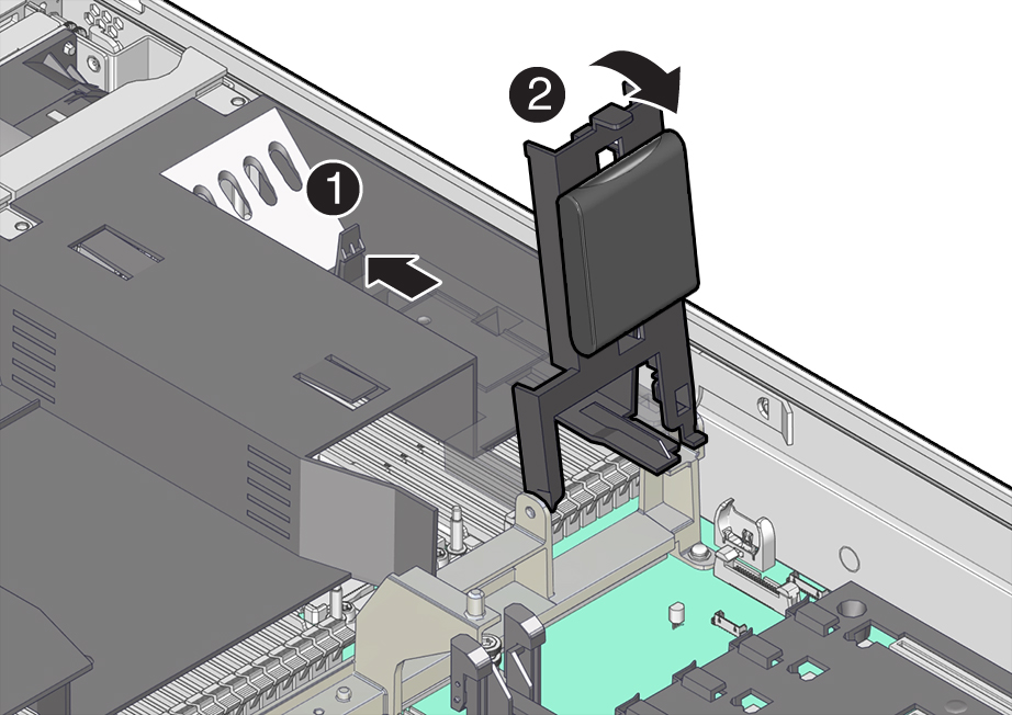 Figure showing the HBA super capacitor tray being rotated in to the upright position.