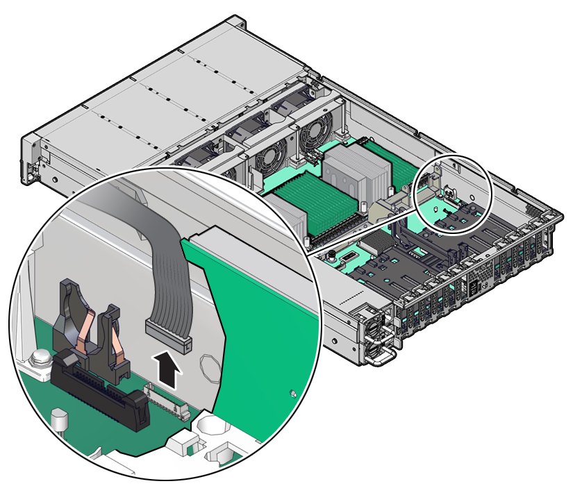 Figure showing the LED indicator module cable being disconnected from the motherboard.