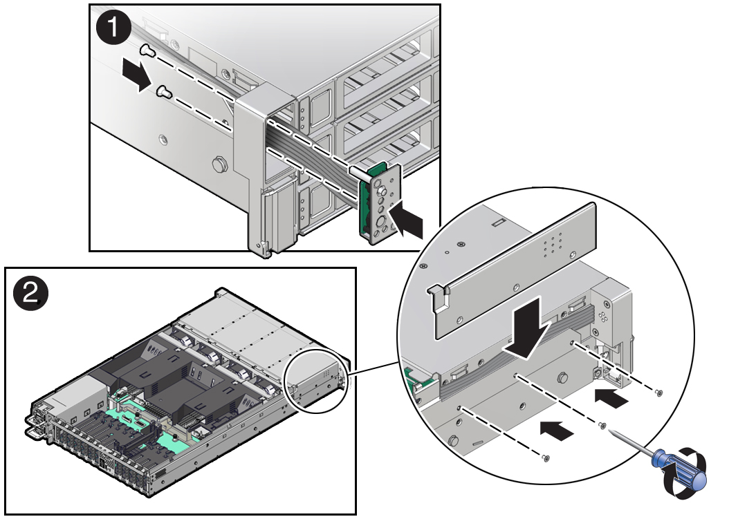 Figure showing the installation of the front LED indicator module.