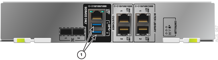 Shows feature card USB Service ports