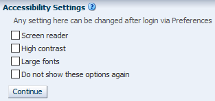 Accessibility settings dialog