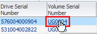 Volume serial number link being clicked.