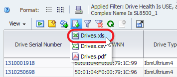 Table toolbar with Export drop-down noted.