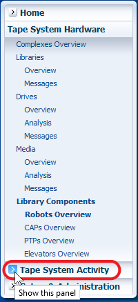 Left navigation with mouse over a collapsed tab.