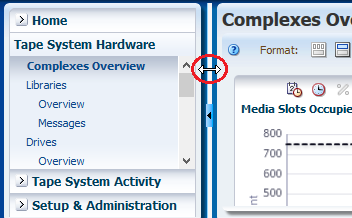 Overview screen with vertical resize control bar highlighted