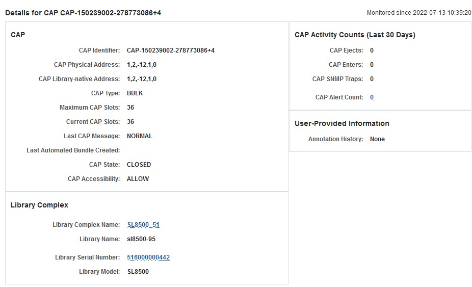 Example of the CAP Overview details page Example of the CAP Overview details page