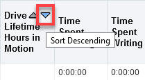 Dismounts with Errors column with Sort Descending noted