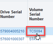 Volume serial number link being clicked.
