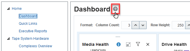 Example screen with ? help icon being clicked.