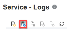 Service Logs page with Create Database Bundle icon noted.