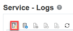 Service Logs page with Create Log Bundle icon noted.