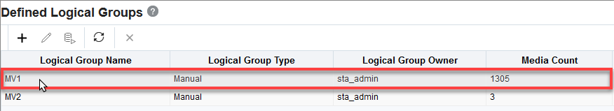 Defined Logical Groups table with row selected.