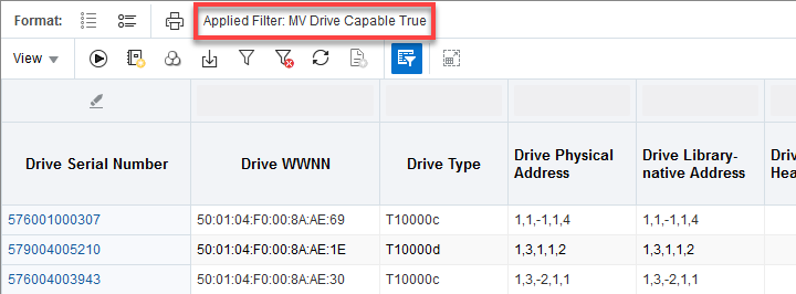 Drives Overview screen with filter: MV Drive Capable True