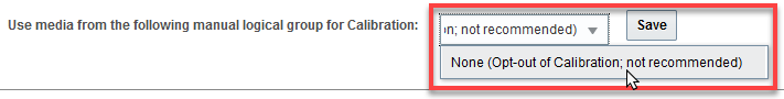 Calibration drop-down with None selected.